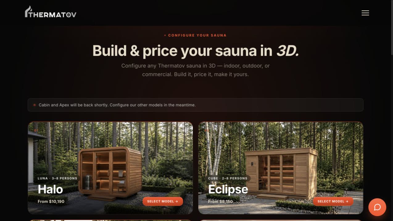 Thermatov 3D sauna configurator